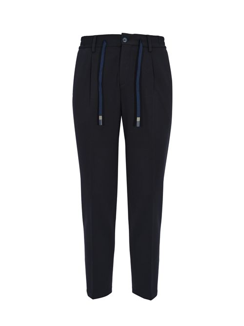 Pantalone in misto rayon con coulisse Navy DANIELE ALESSANDRINI | DA1FW26P018174
